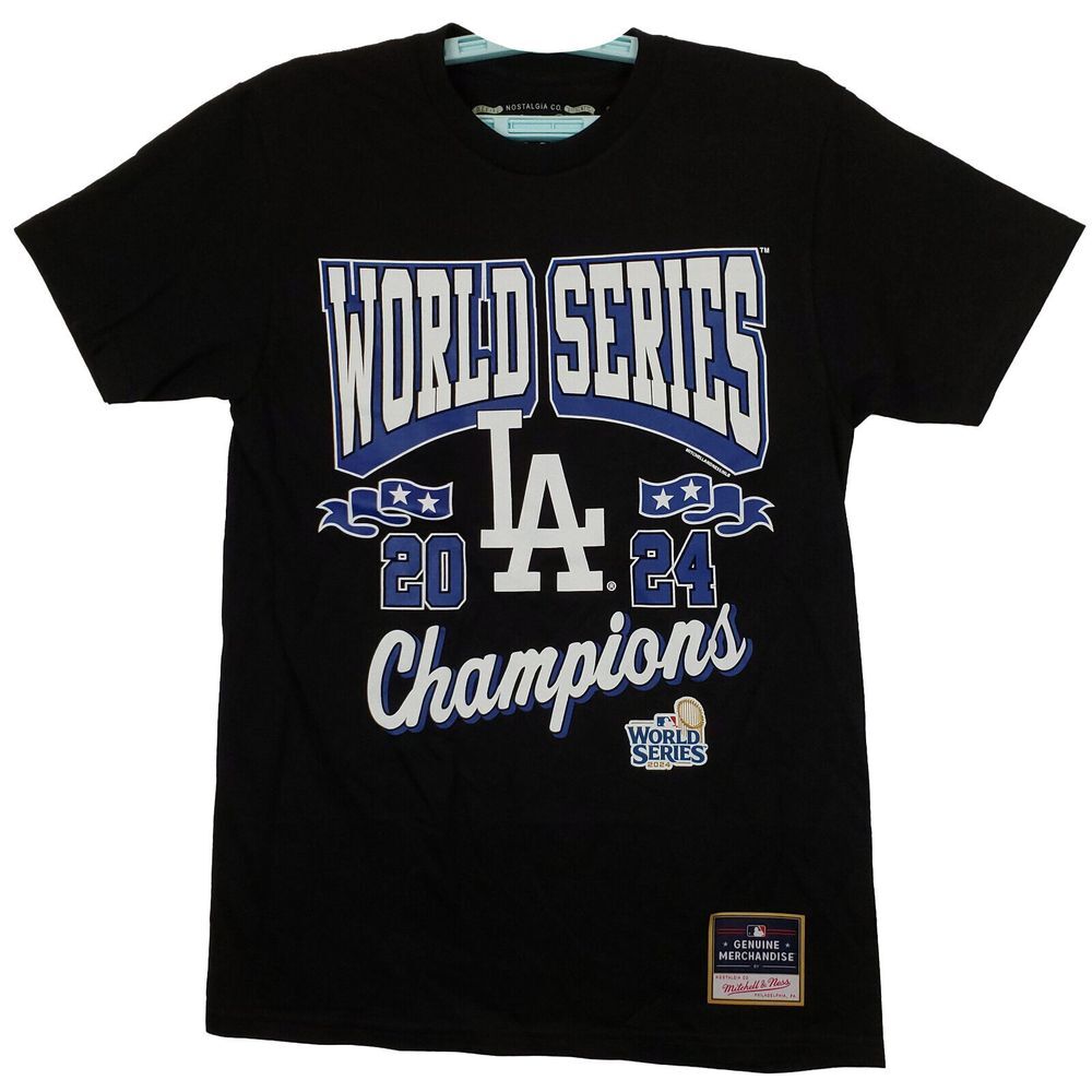 LA Dodgers Mitchell & Ness MLB Small Shirt 2024 World Series Champions Black NWT